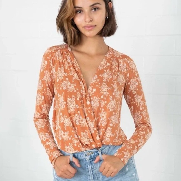 Free People Printed Turnt Bodysuit - Picture 1 of 6